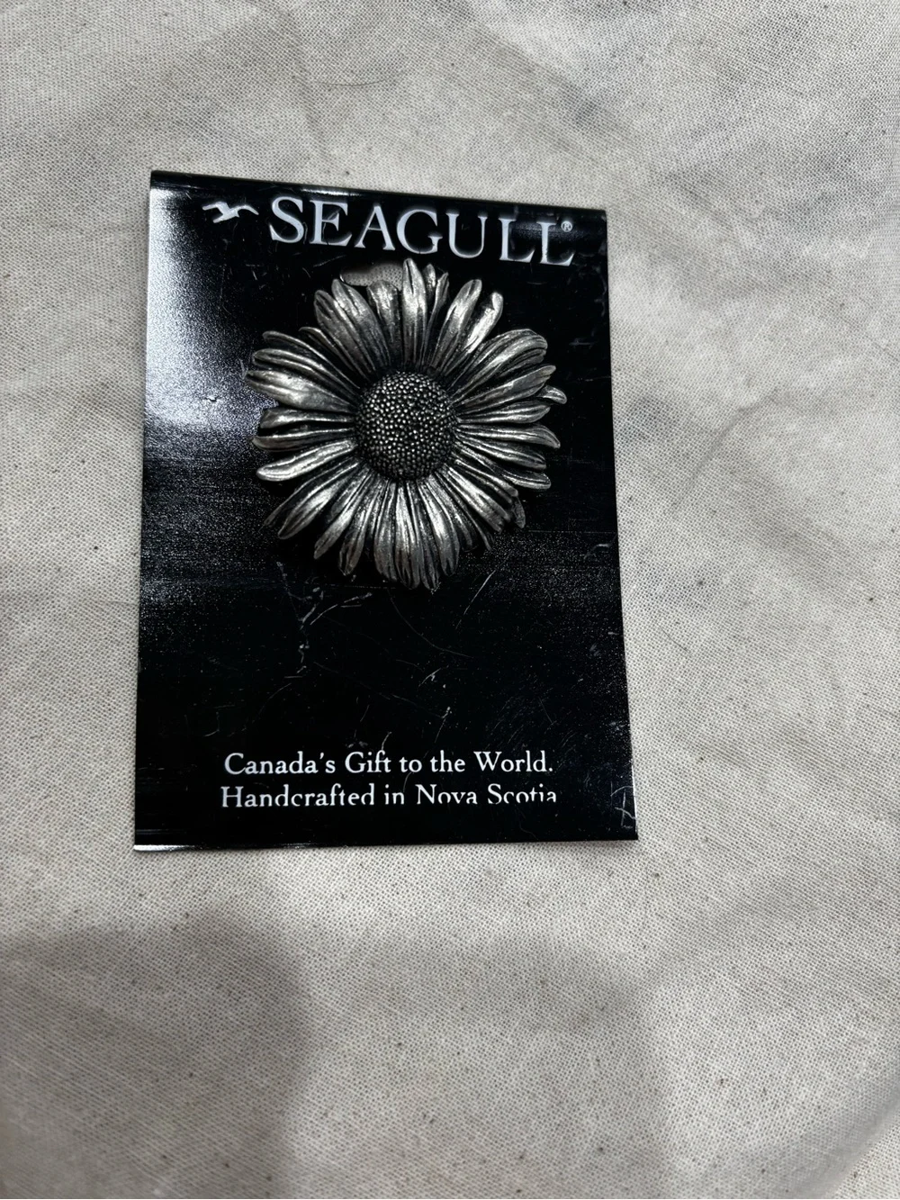 Seagull Pewter Sunflower Daisy Brooch Pin Handcrafted in Nova Scotia Canada